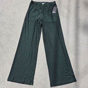 Peloton Dark Green Textured Wide-Leg Knit Pants